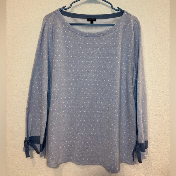 Talbots Tops - Talbots Light Blue Polka Dot Long Sleeve Top